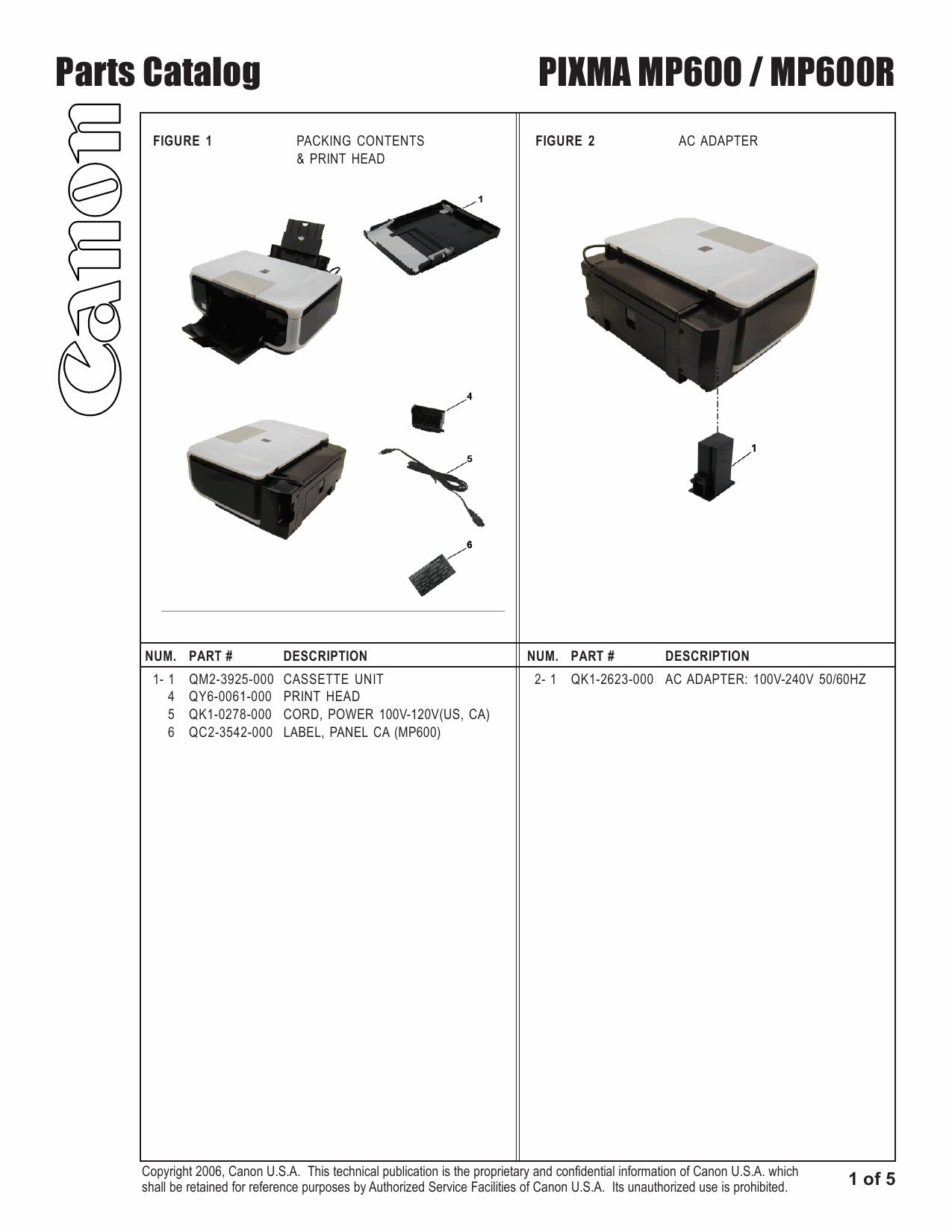 Canon PIXMA MP600 MP600R Parts Catalog Manual-2